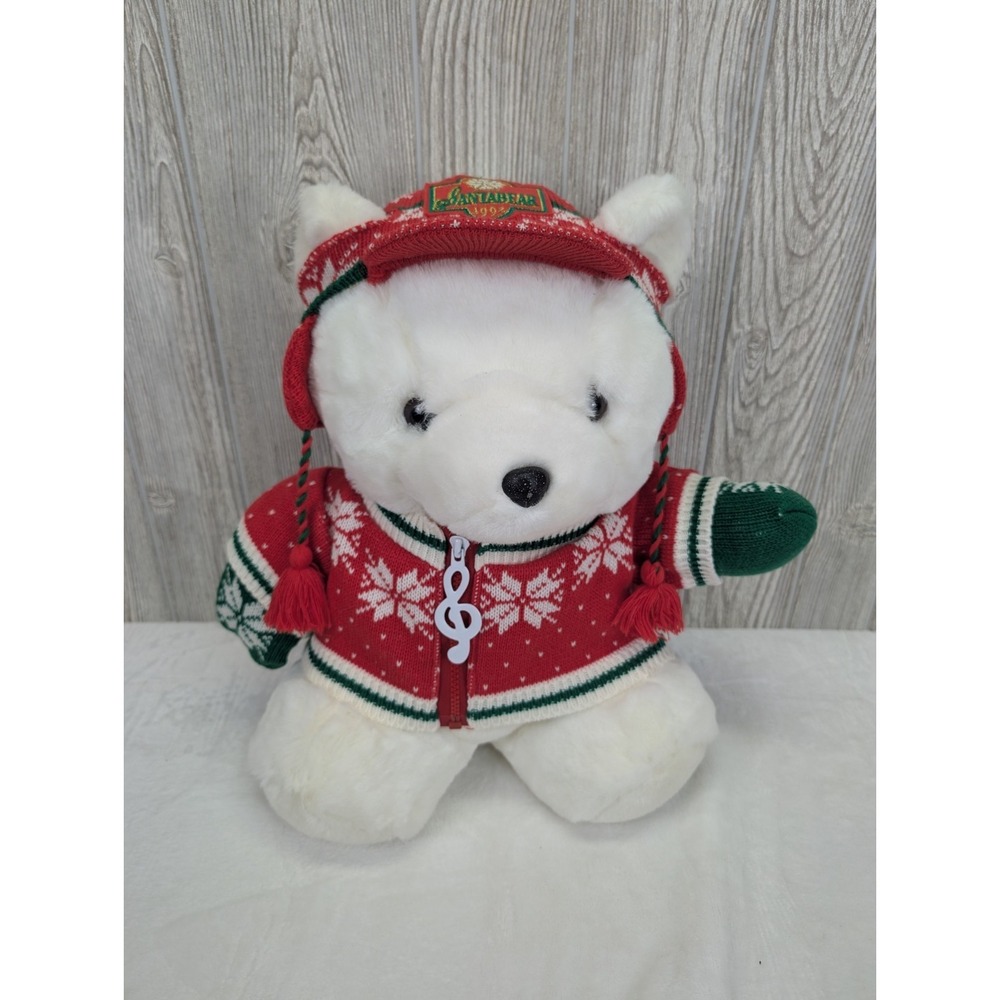 Santa Bear Dayton Hudson 1992 Christmas Plush Collectible Hat Sweater & Mittens‎